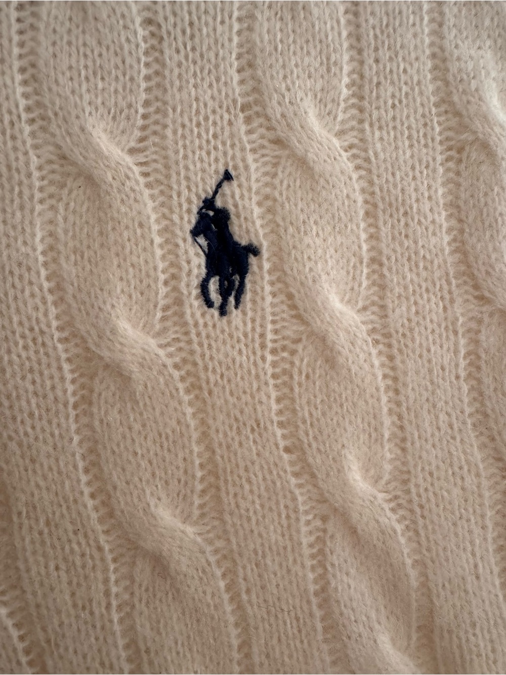 Polo by Ralph Lauren Cream Cable Knit Sweater dress with Navy Pony Logo